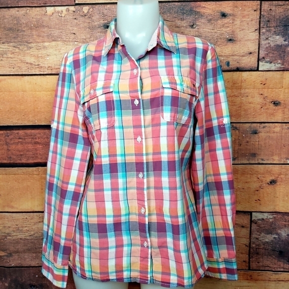 𝅺Tommy Hillfiger long sleeves plaid button down shirt Size Large - Picture 3 of 8